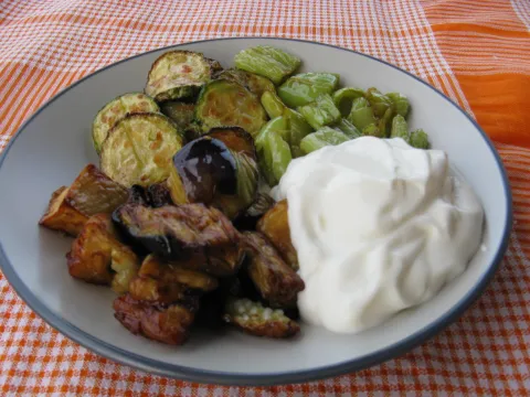 zelenina a jogurt, zvlášť